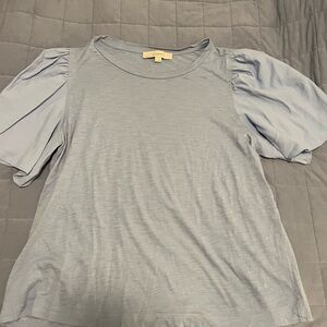 LOFT Blue Puff Sleeve Short Sleeve Tee